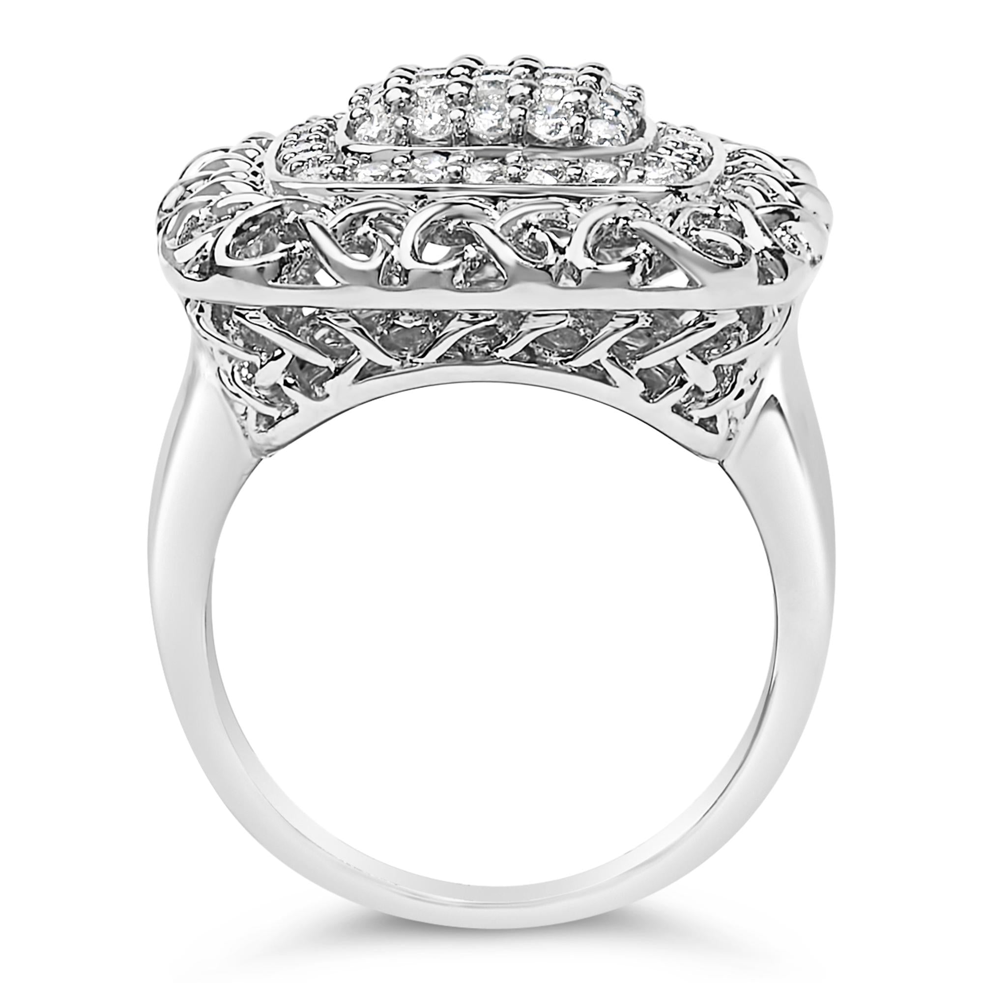Sterling Silver 1.0 Cttw Diamond Celtic Knot Cocktail Ring