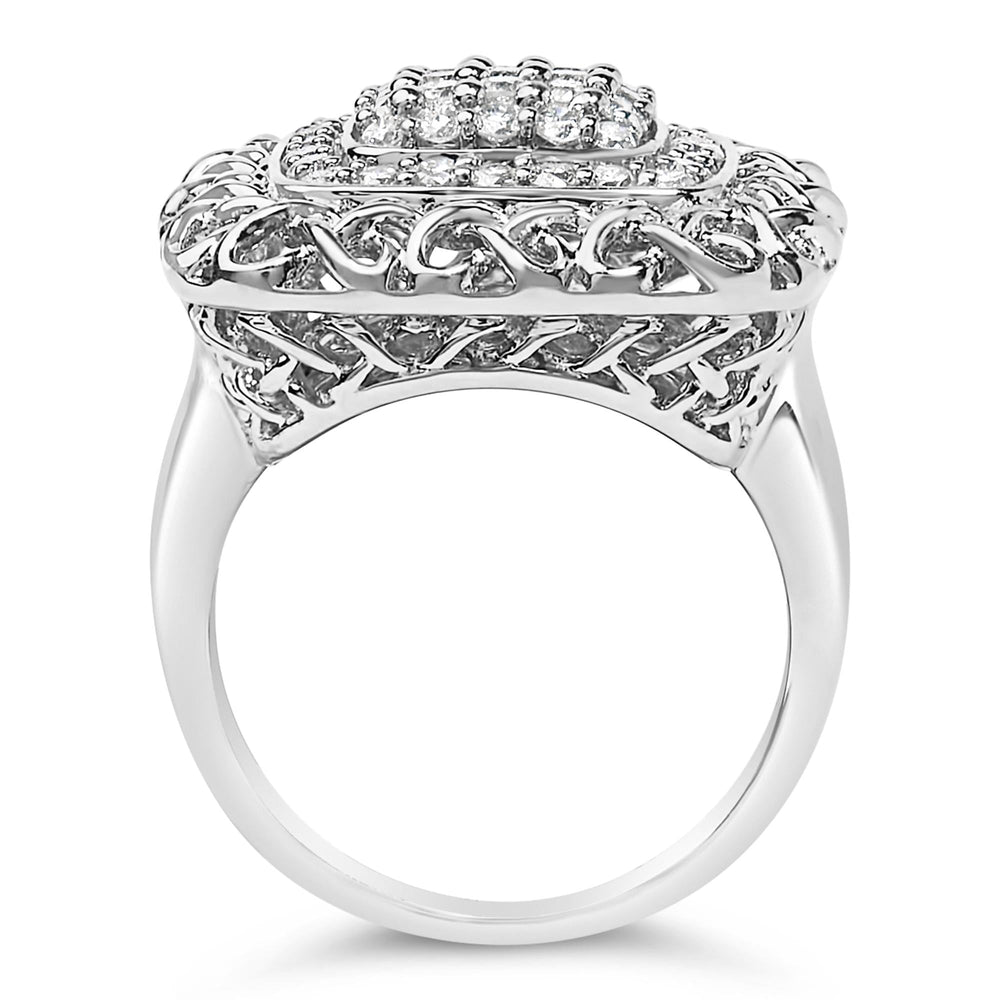 Sterling Silver 1.0 Cttw Diamond Celtic Knot Cocktail Ring
