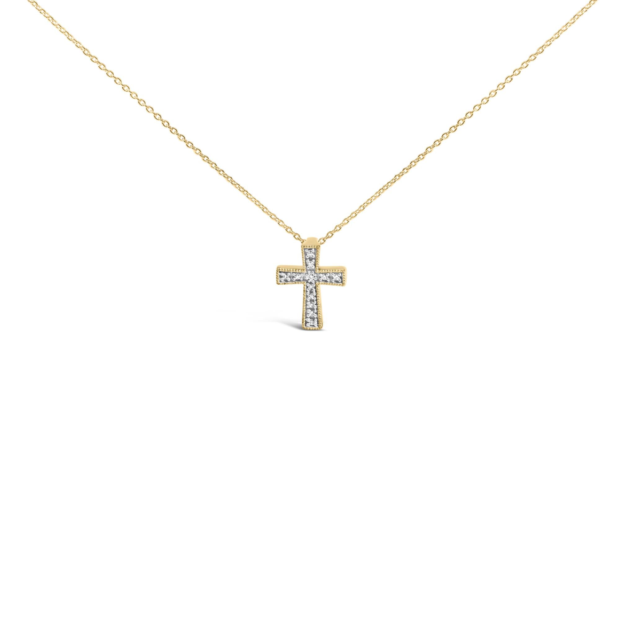 24 KT Gold Vermeil Diamond Accent Cross Pendant Necklace