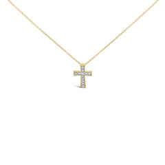 24 KT Gold Vermeil Diamond Accent Cross Pendant Necklace