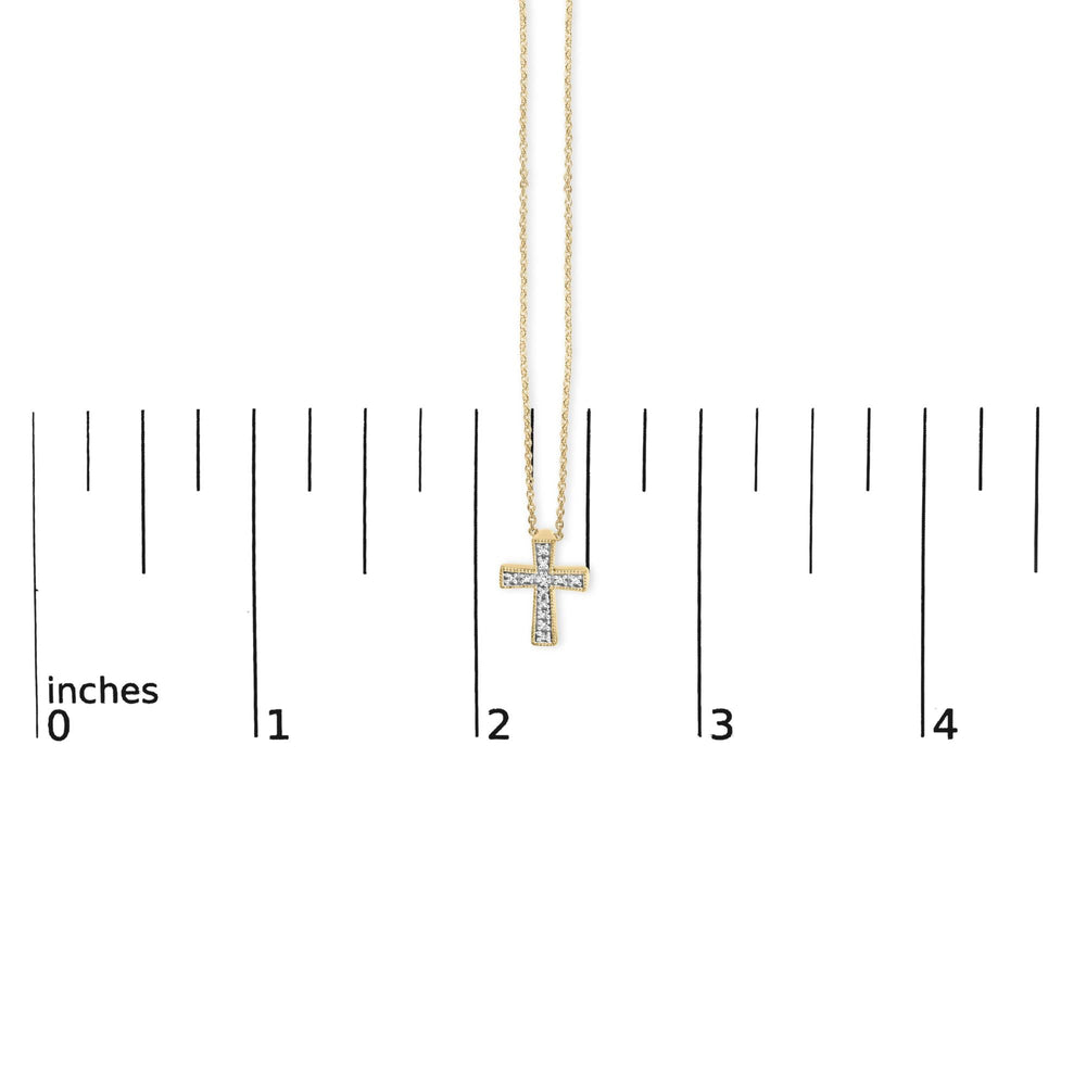 24 KT Gold Vermeil Diamond Accent Cross Pendant Necklace