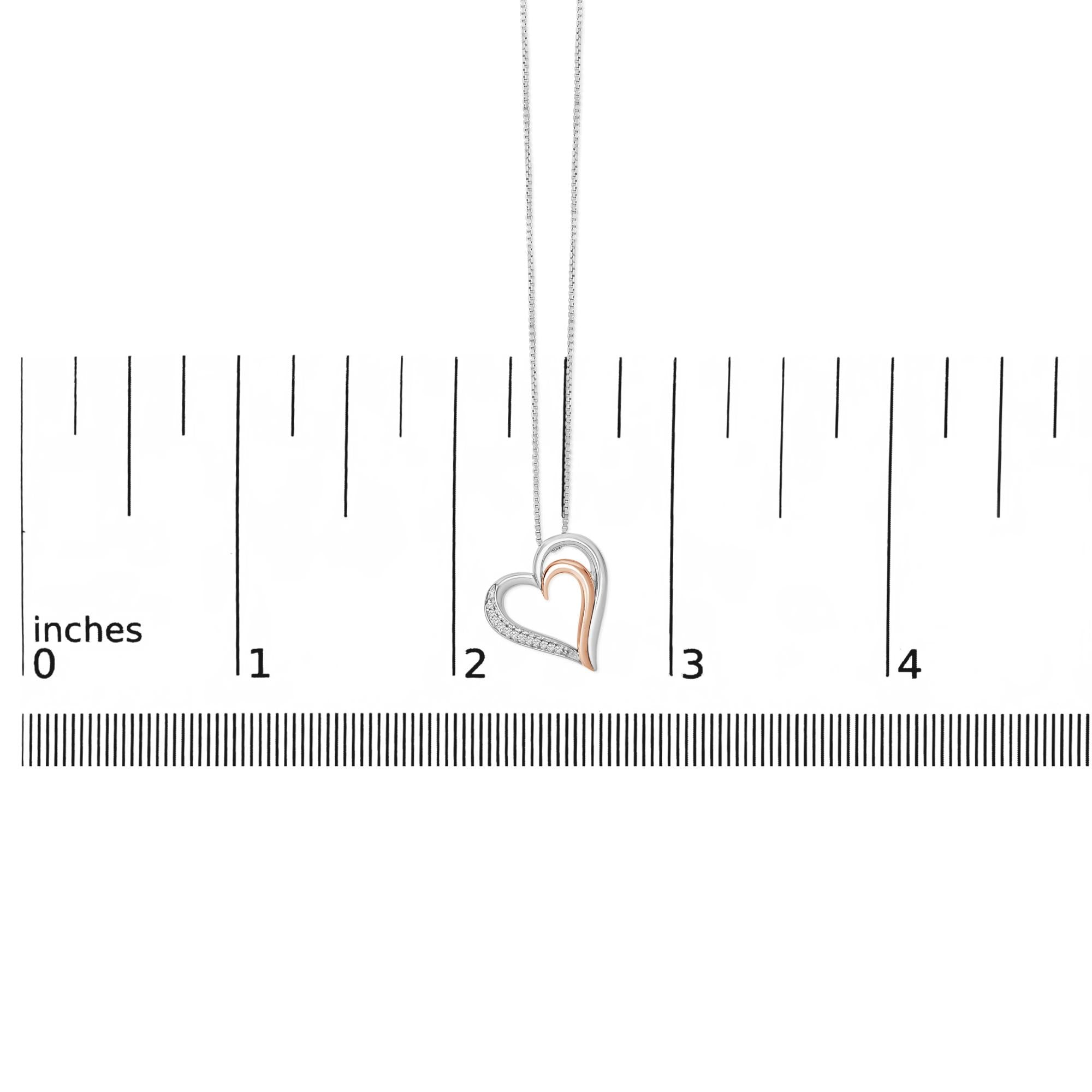 14K Rose Gold Plated Sterling Silver Diamond Accent Open Heart Pendant Necklace