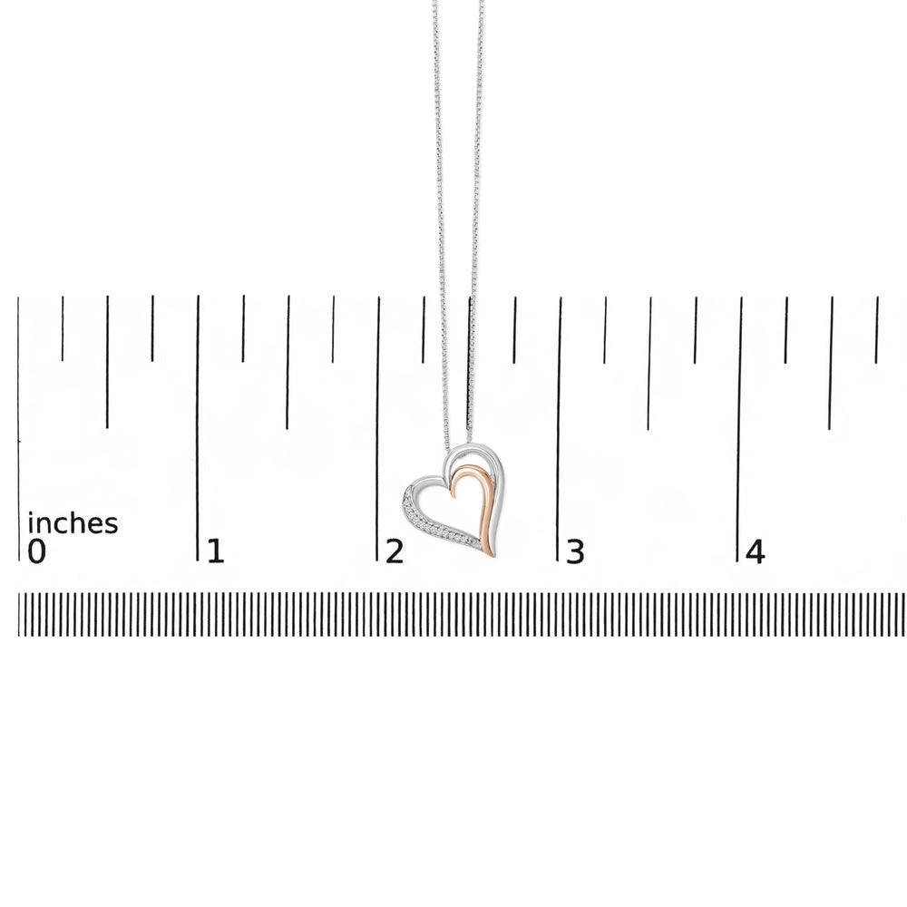 14K Rose Gold Plated Sterling Silver Diamond Accent Open Heart Pendant Necklace