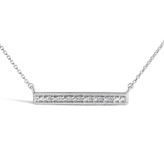 Sterling Silver Diamond Accent Milgrain Bar Pendant Necklace