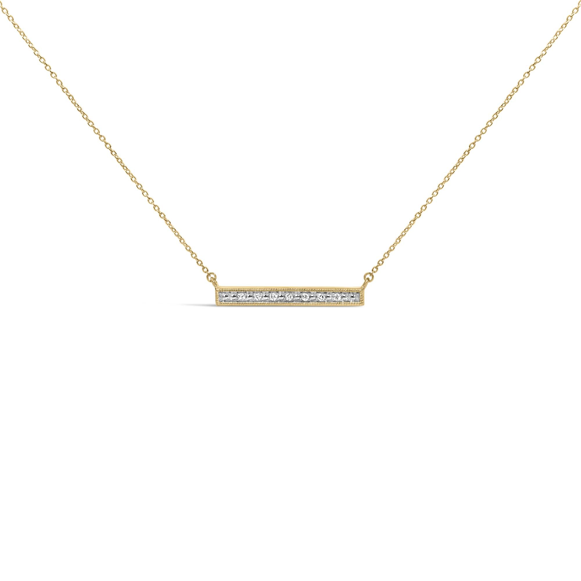 Yellow Gold Plated Diamond Accent Bar Pendant Necklace