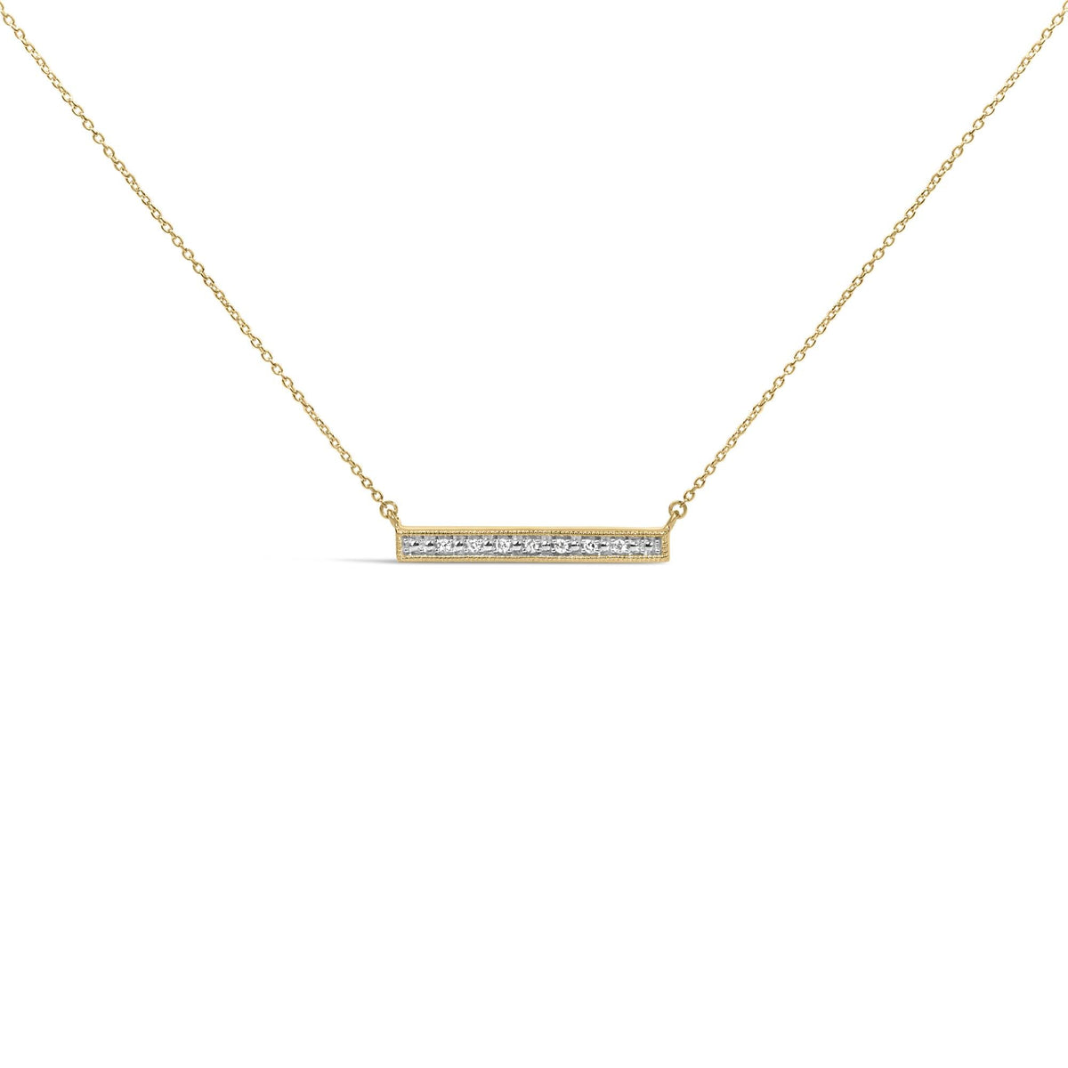 Yellow Gold Plated Diamond Accent Bar Pendant Necklace
