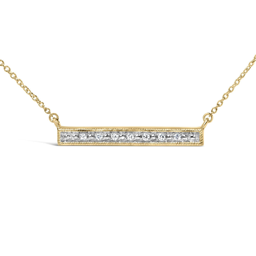 Yellow Gold Plated Diamond Accent Bar Pendant Necklace