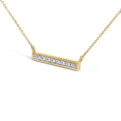 Yellow Gold Plated Diamond Accent Bar Pendant Necklace