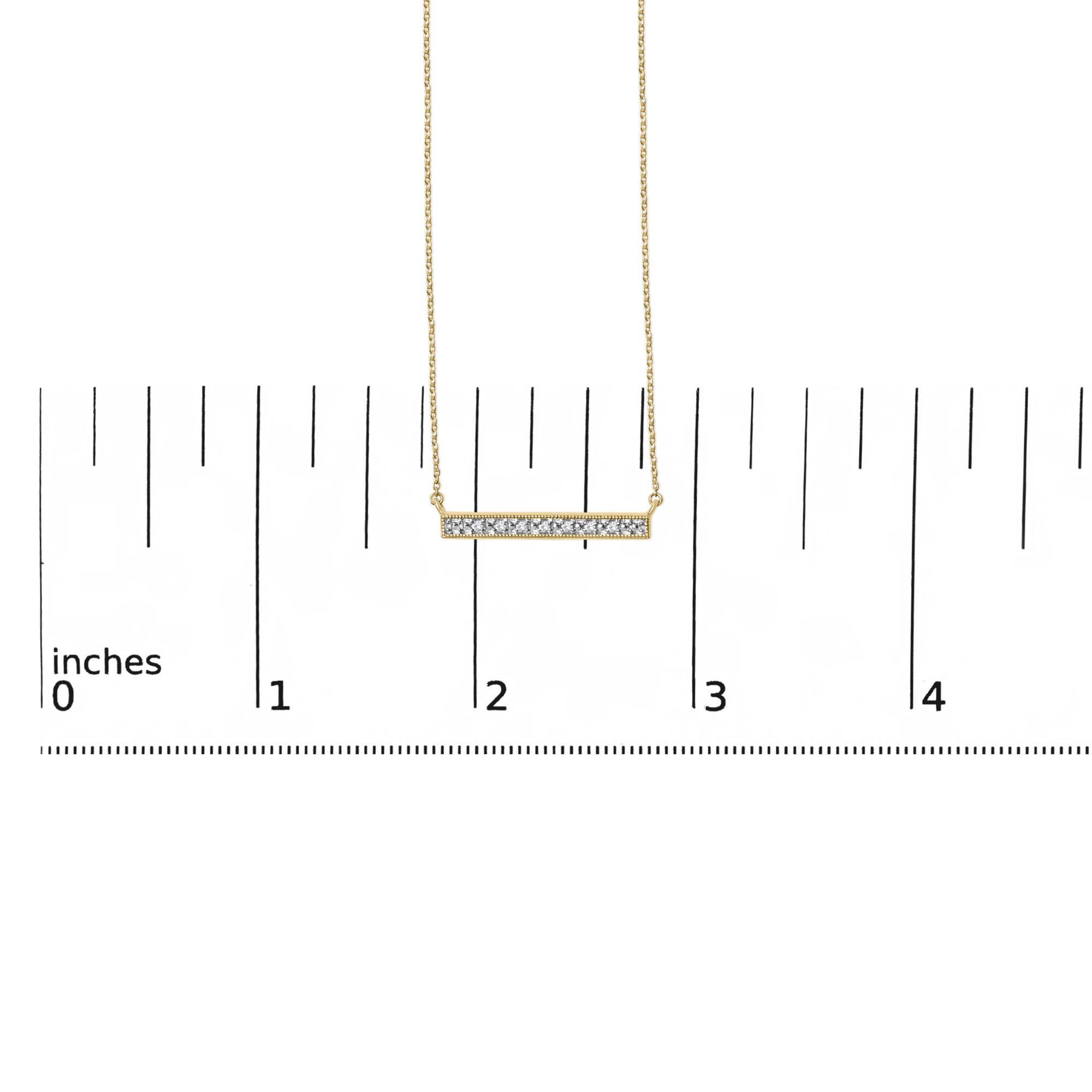 Yellow Gold Plated Diamond Accent Bar Pendant Necklace