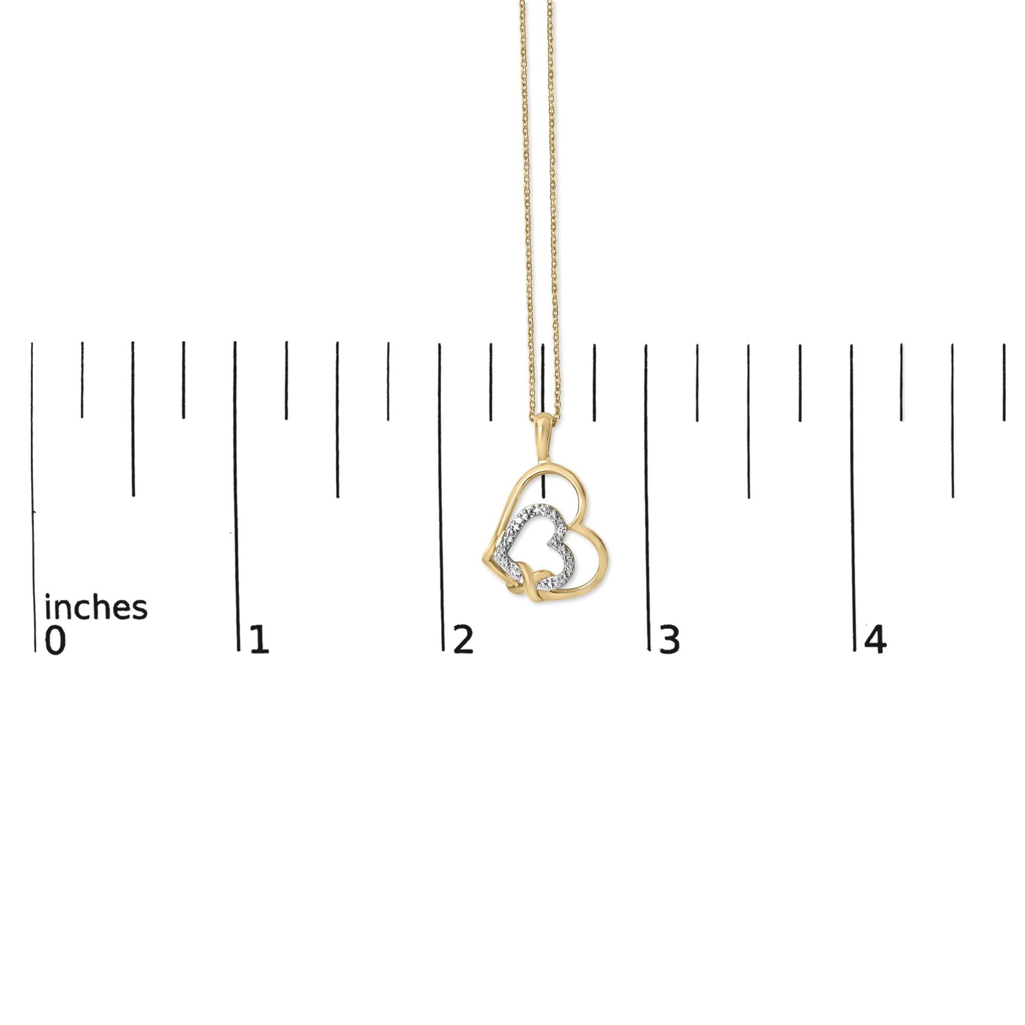 Gold Vermeil Diamond Accent Double Heart Pendant Necklace