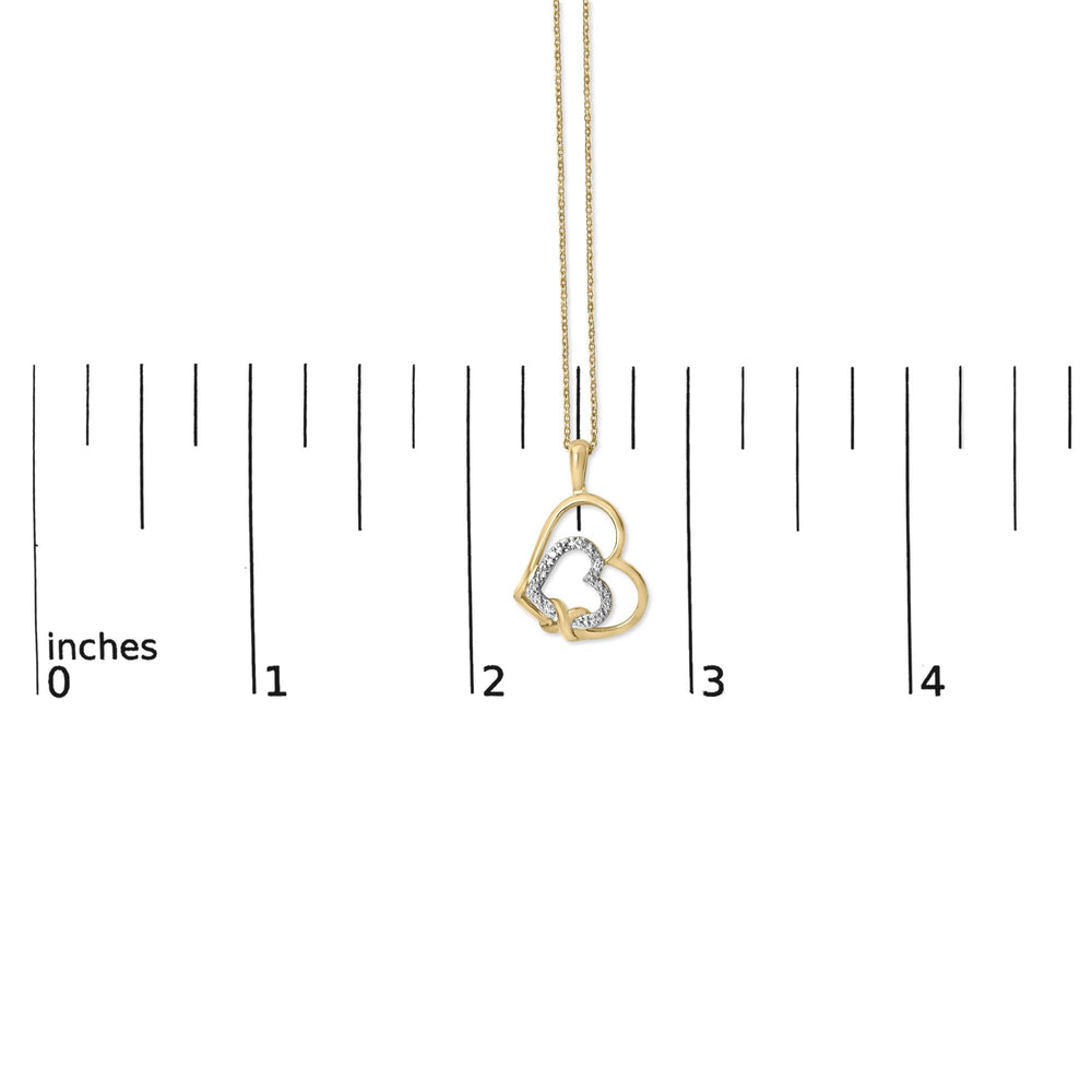 Gold Vermeil Diamond Accent Double Heart Pendant Necklace