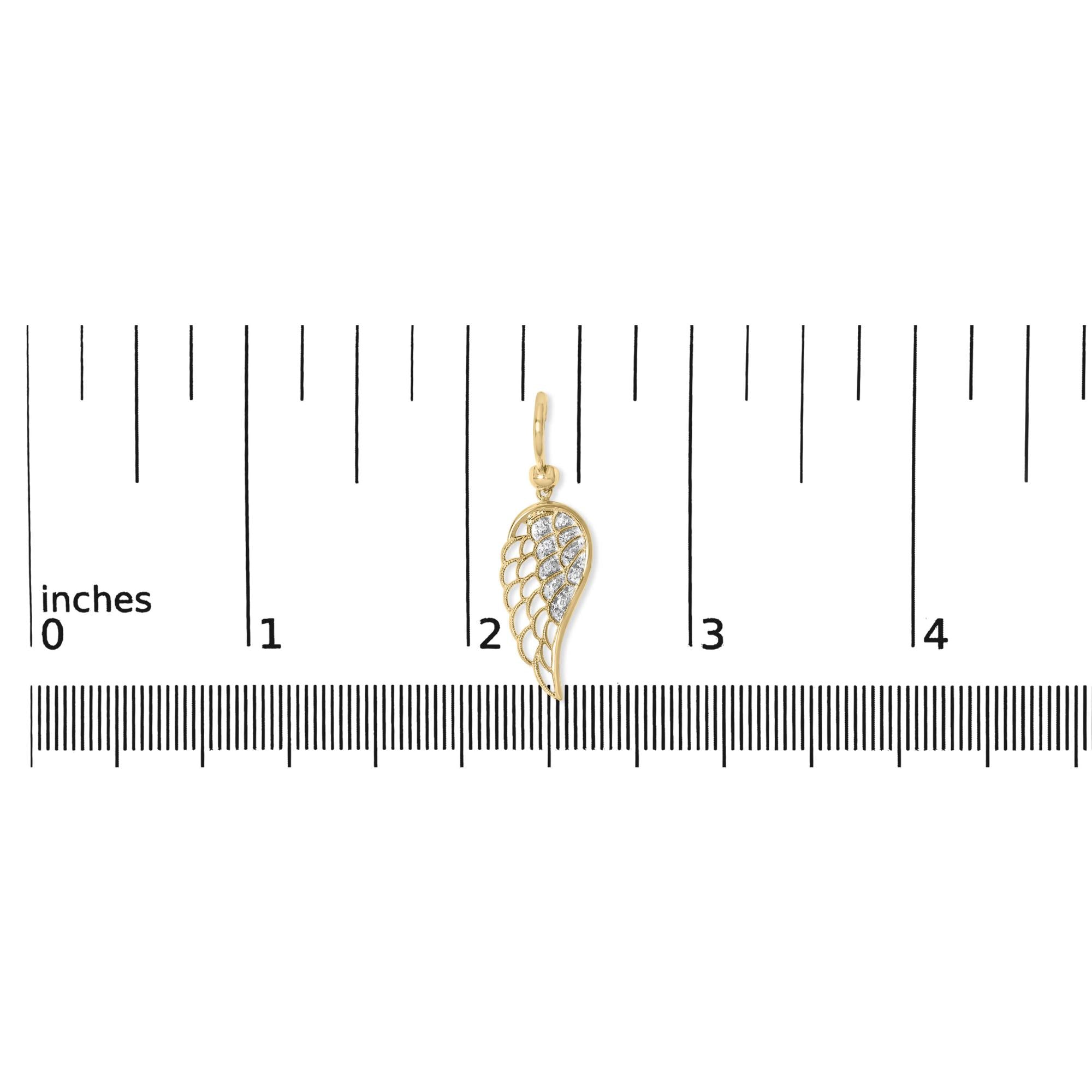 Gold Vermeil Diamond Accent Angel Wing Drop Earring