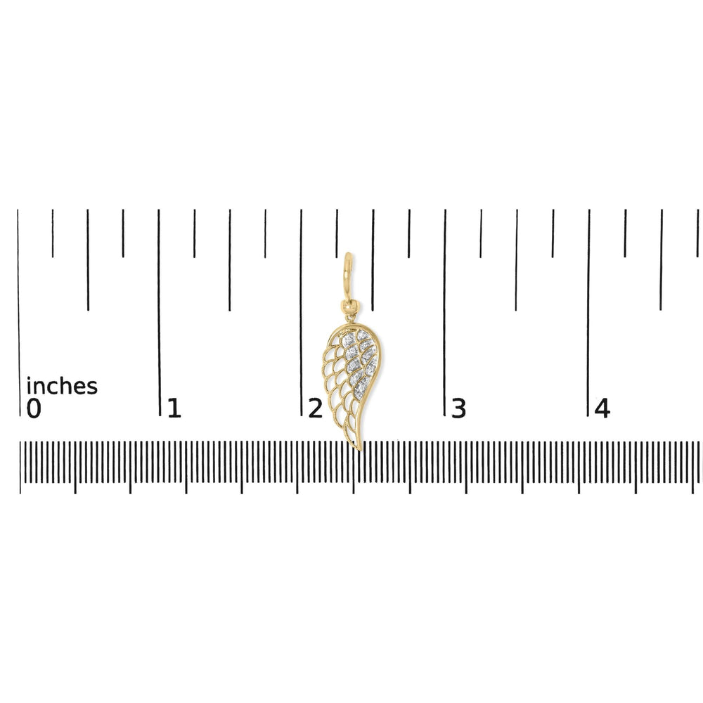 Gold Vermeil Diamond Accent Angel Wing Drop Earring