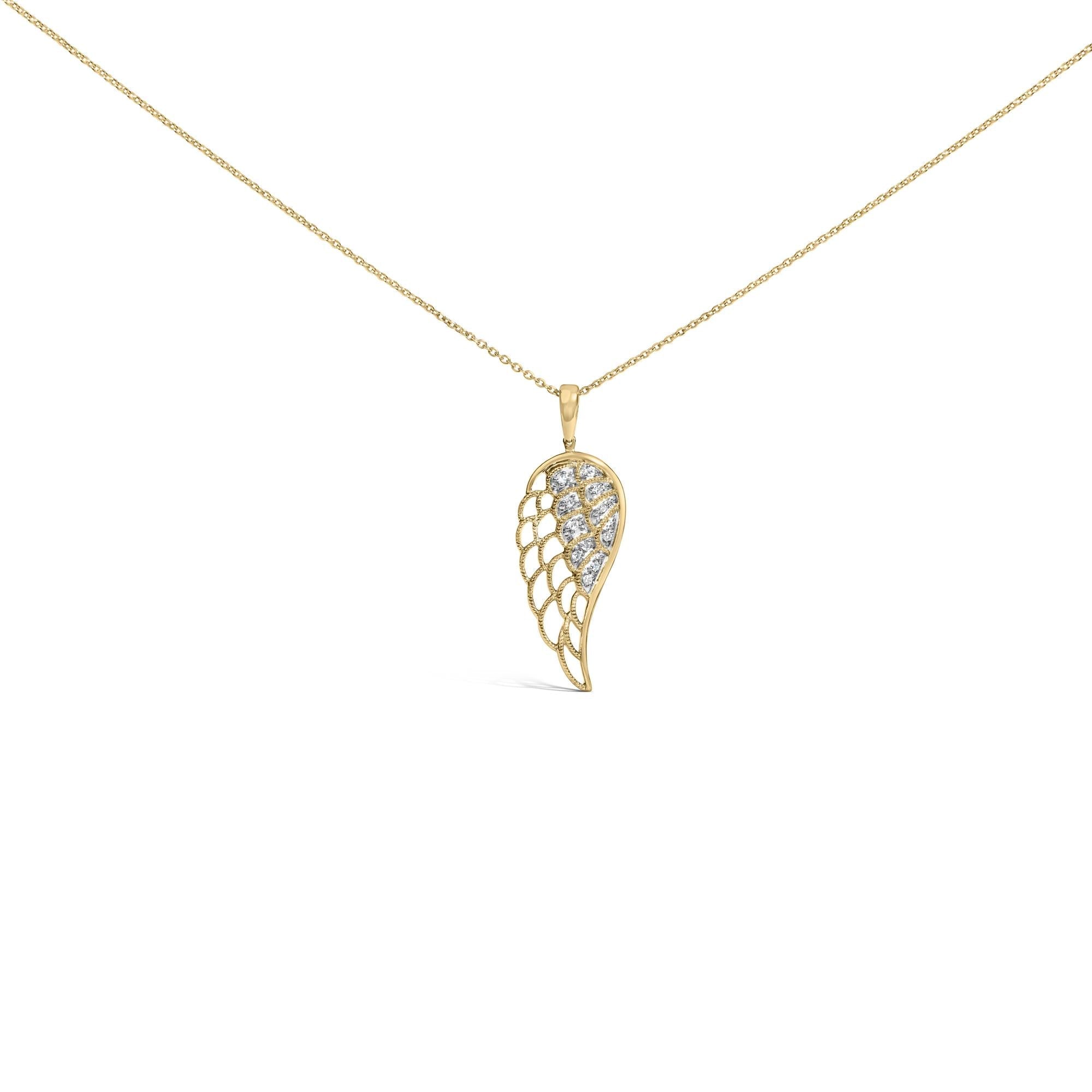 Gold Vermeil Diamond Accent Angel Wing Pendant Necklace