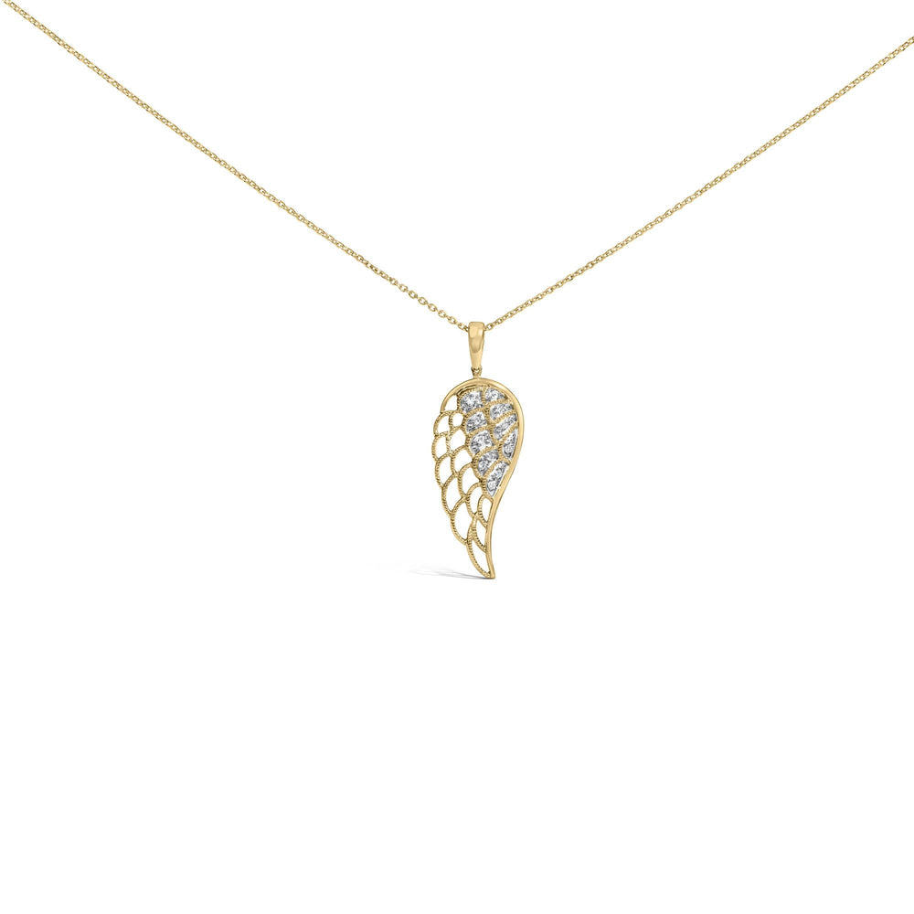 Gold Vermeil Diamond Accent Angel Wing Pendant Necklace