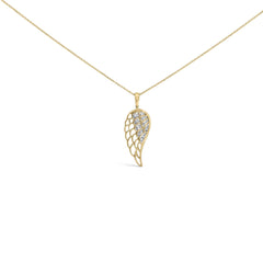 Gold Vermeil Diamond Accent Angel Wing Pendant Necklace