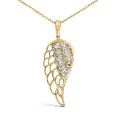 Gold Vermeil Diamond Accent Angel Wing Pendant Necklace