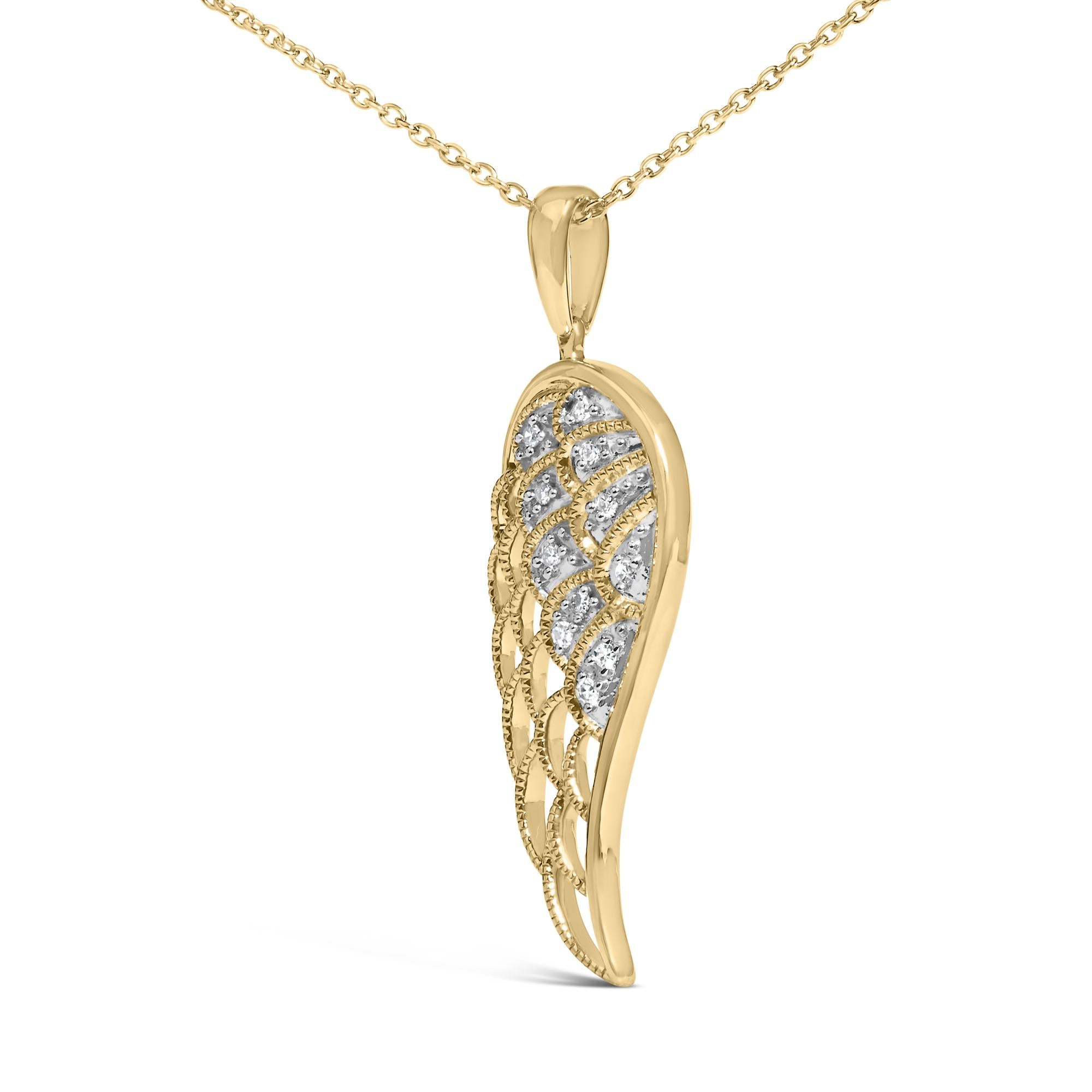 Gold Vermeil Diamond Accent Angel Wing Pendant Necklace