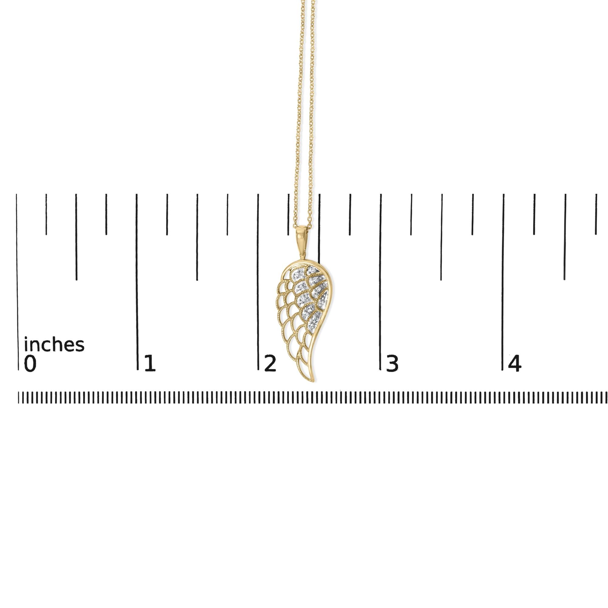 Gold Vermeil Diamond Accent Angel Wing Pendant Necklace