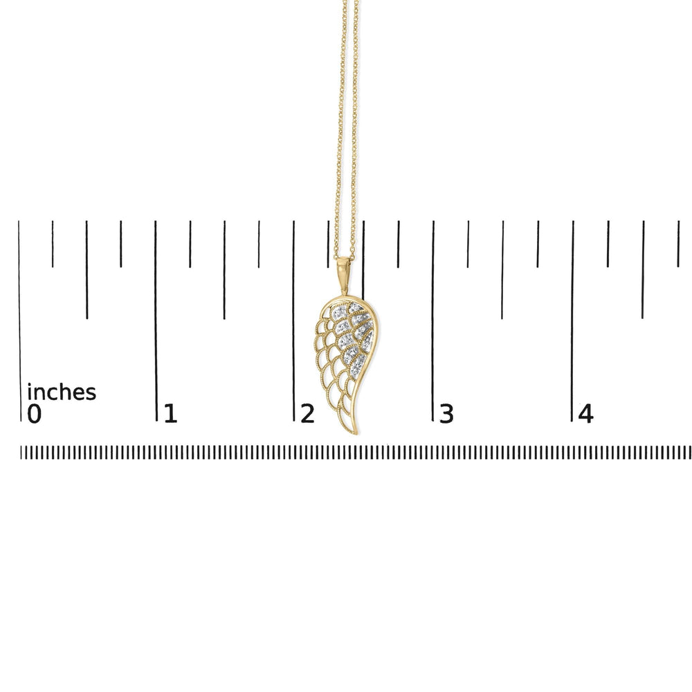 Gold Vermeil Diamond Accent Angel Wing Pendant Necklace