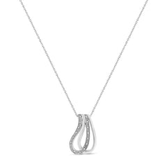 .925 Sterling Silver Pave-Set Diamond Accent Double Curve 18" Pendant Necklace (I-J Color, I1-I2 Clarity)
