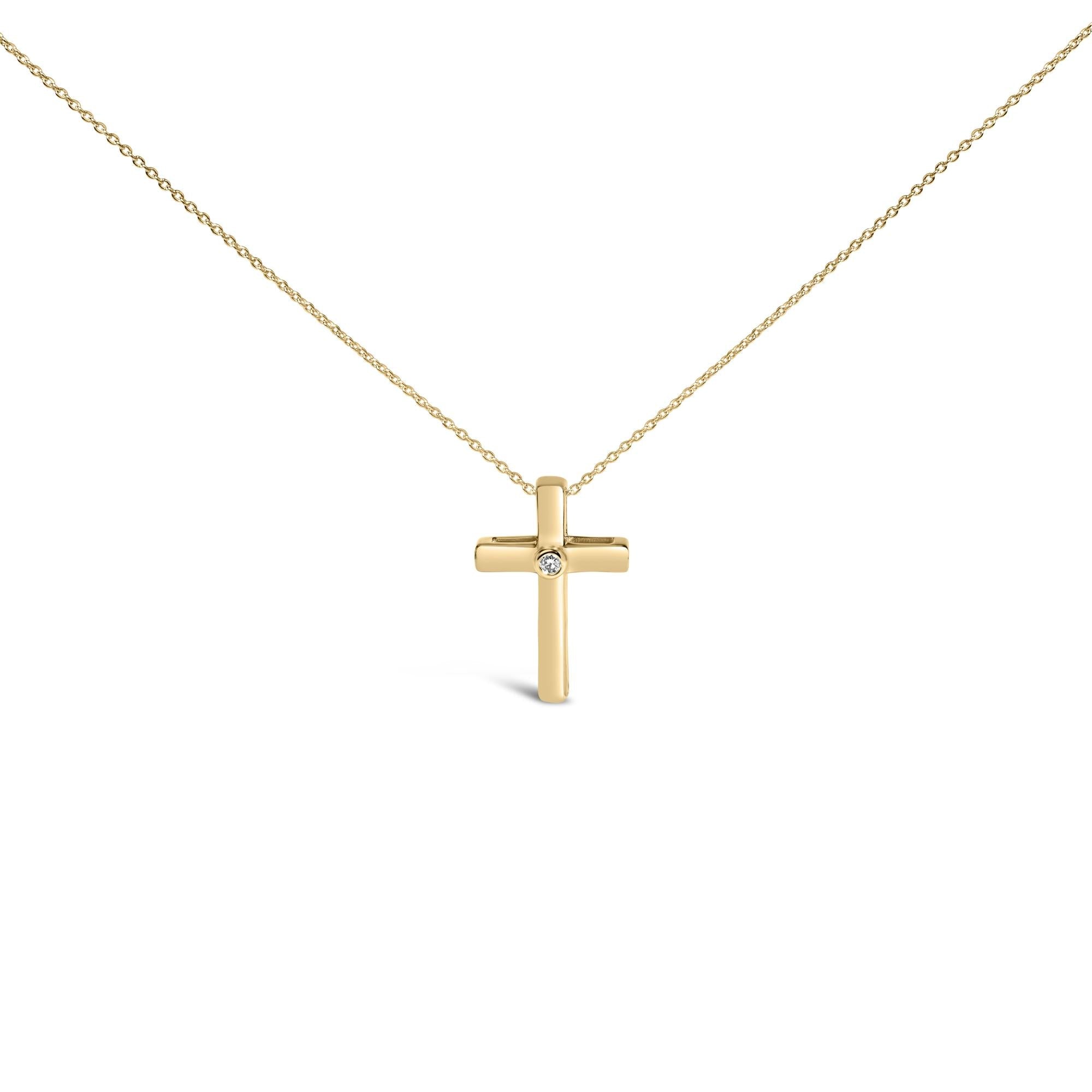 24 KT Gold Vermeil Diamond Accent Cross Pendant Necklace
