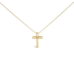 24 KT Gold Vermeil Diamond Accent Cross Pendant Necklace