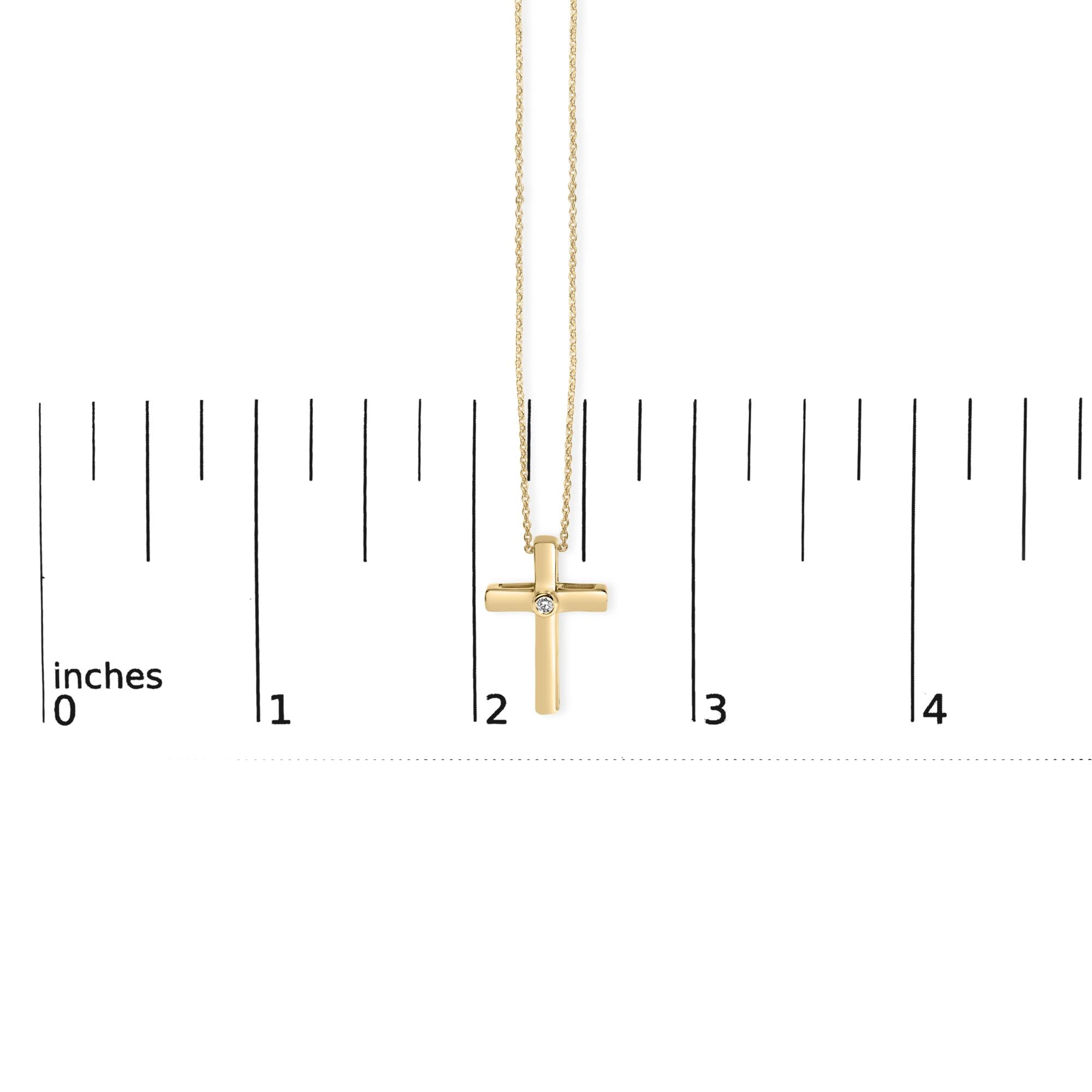 24 KT Gold Vermeil Diamond Accent Cross Pendant Necklace