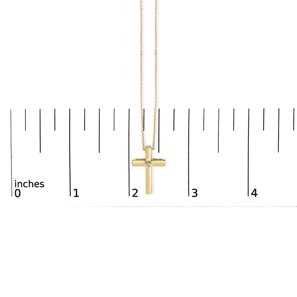 24 KT Gold Vermeil Diamond Accent Cross Pendant Necklace