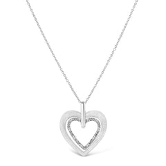 .925 Sterling Silver Prong-Set Diamond Accent Double Heart 18" Pendant Necklace (I-J Color, I1-I2 Clarity)