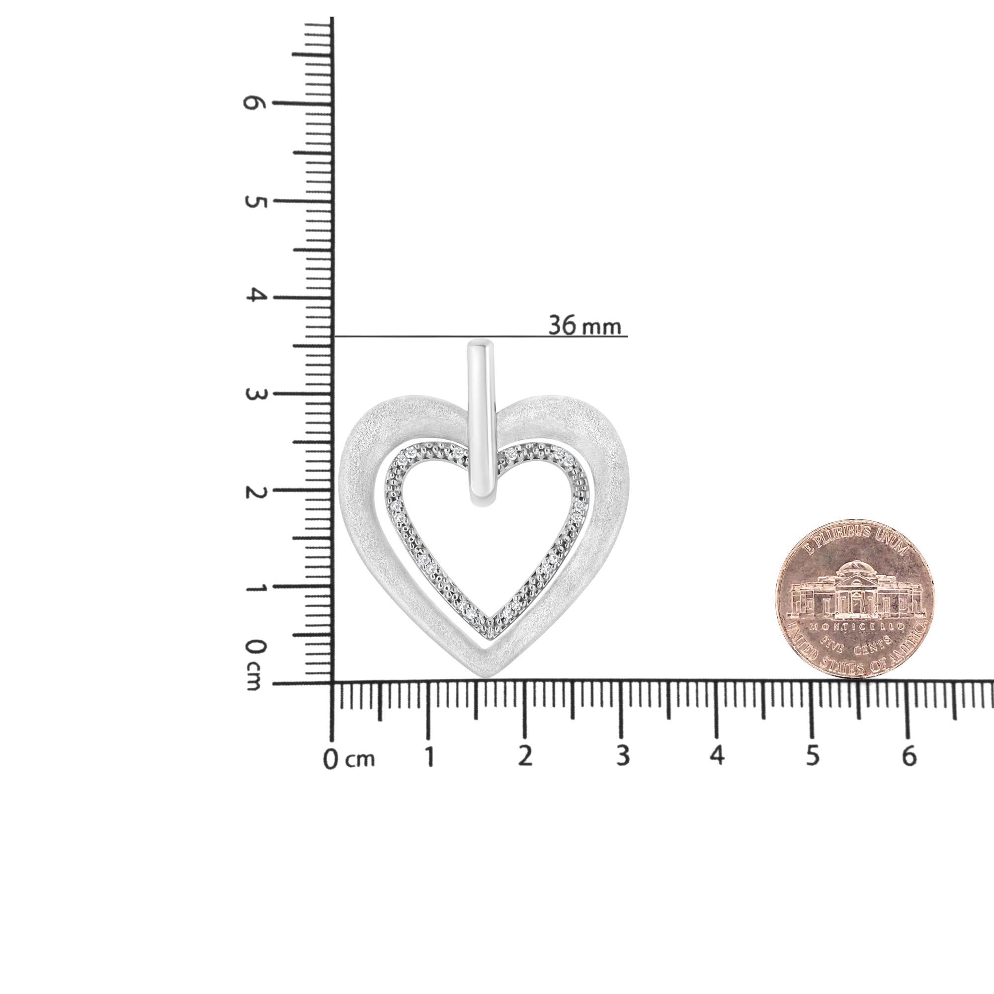 .925 Sterling Silver Prong-Set Diamond Accent Double Heart 18" Pendant Necklace (I-J Color, I1-I2 Clarity)