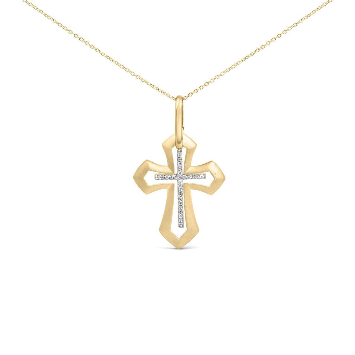 Gold Vermeil Diamond Accent Roman Cross Pendant Necklace