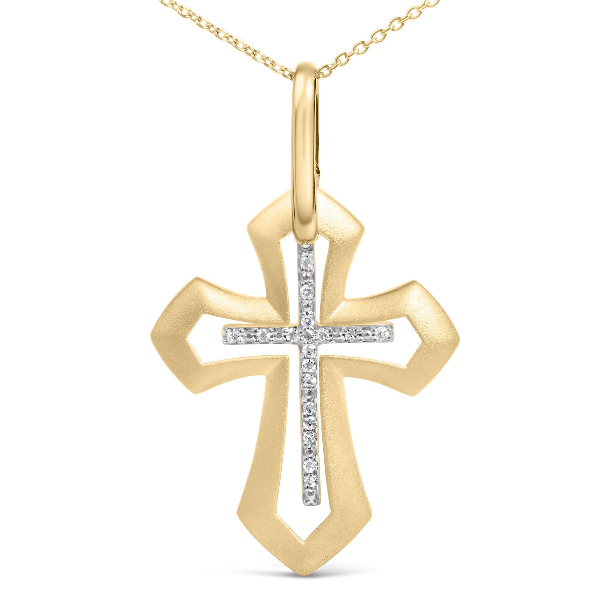 Gold Vermeil Diamond Accent Roman Cross Pendant Necklace