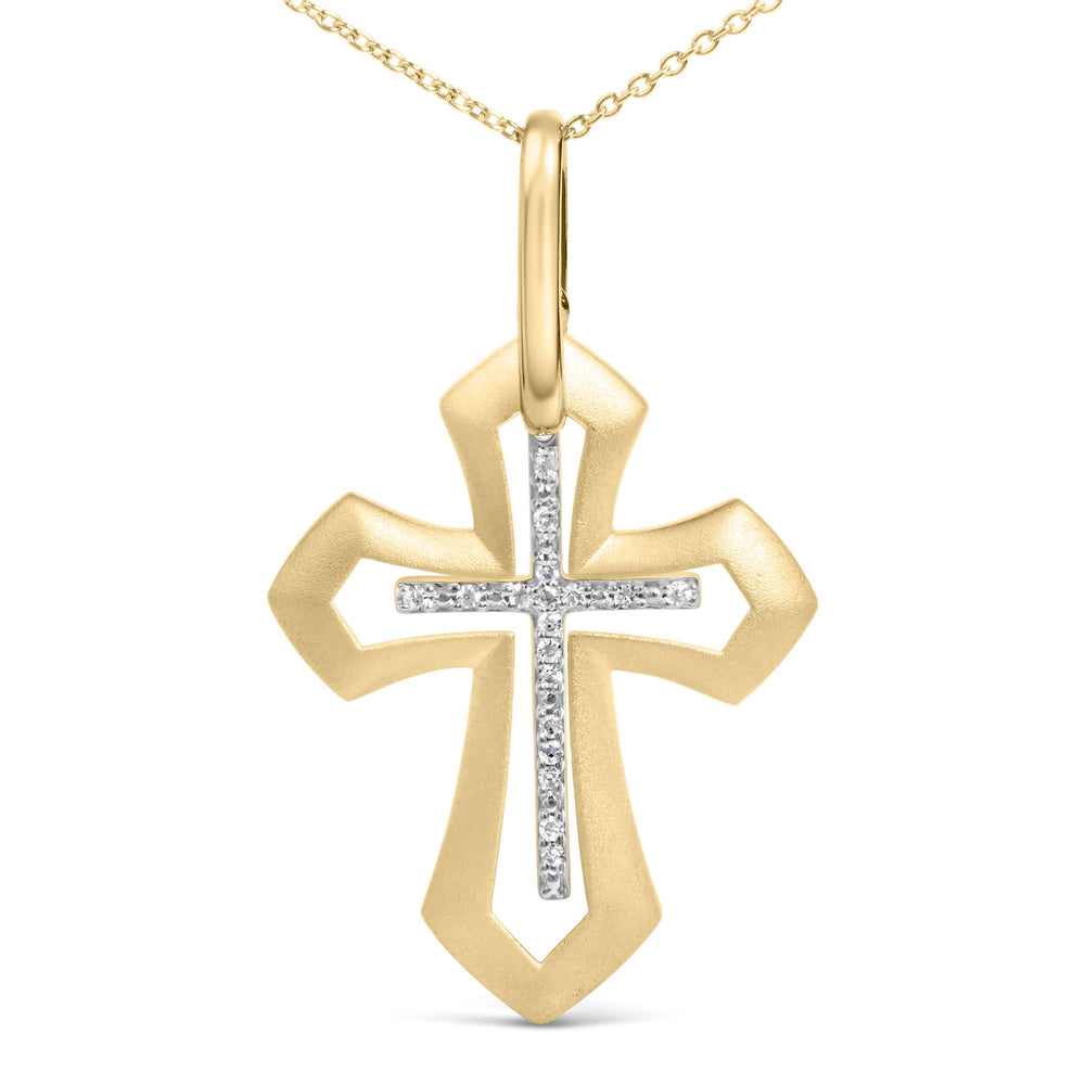 Gold Vermeil Diamond Accent Roman Cross Pendant Necklace