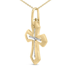 Gold Vermeil Diamond Accent Roman Cross Pendant Necklace