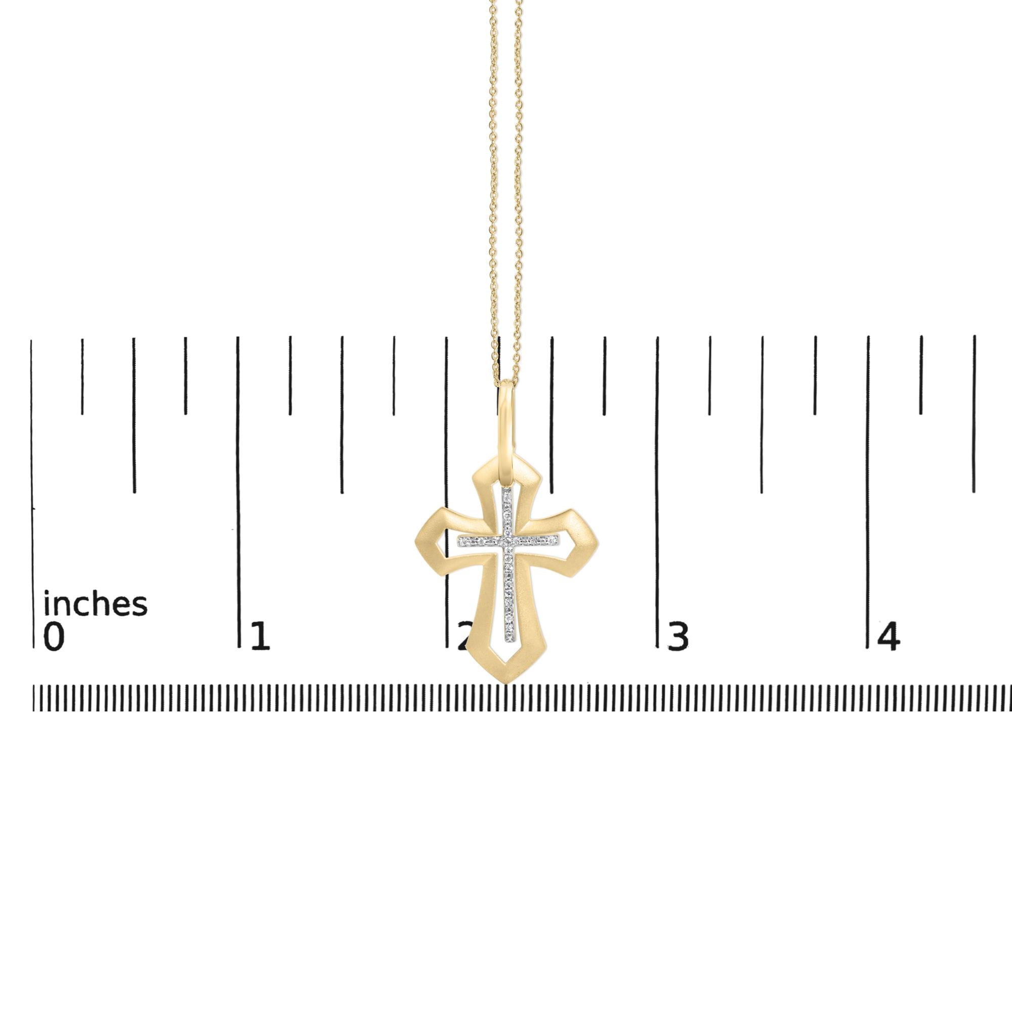 Gold Vermeil Diamond Accent Roman Cross Pendant Necklace