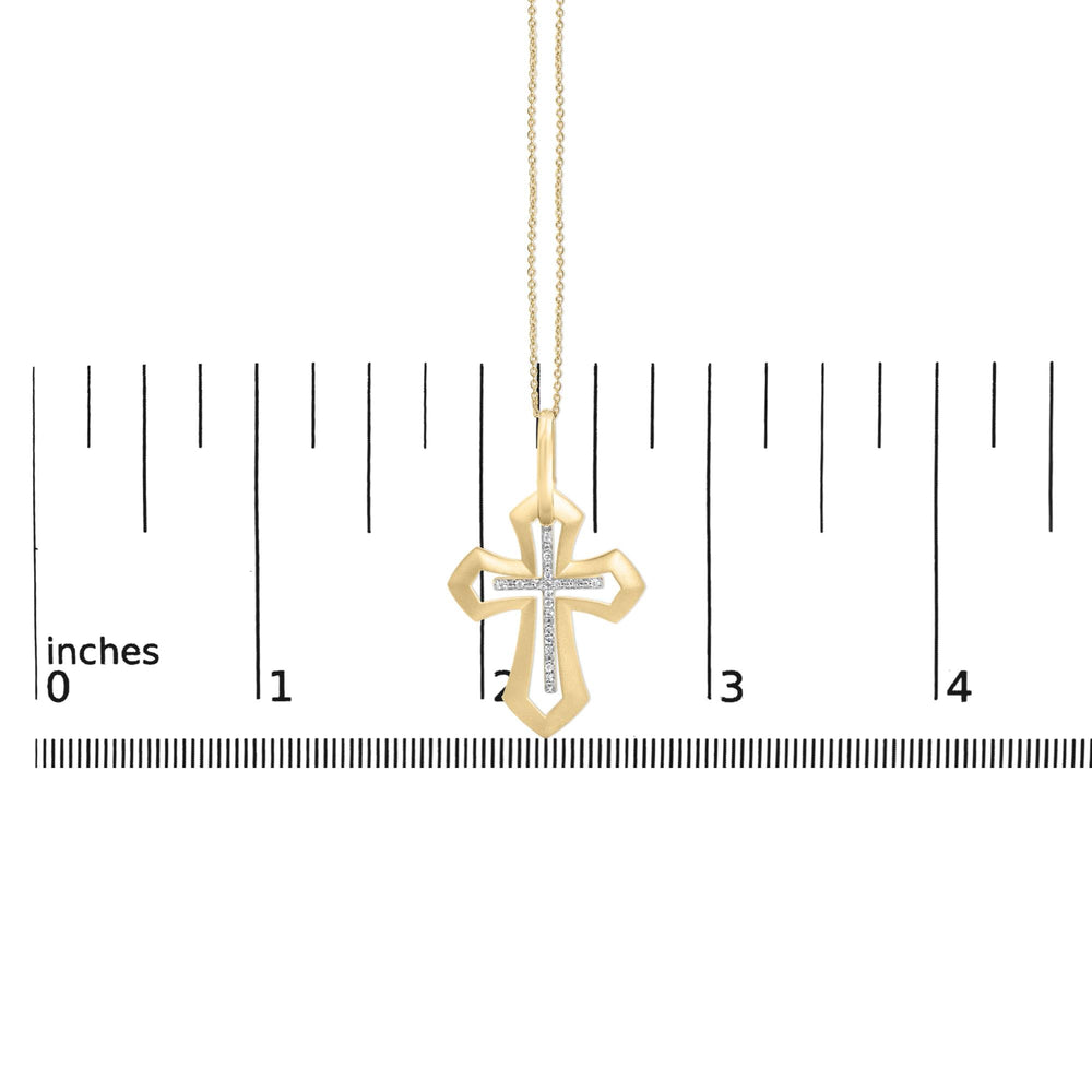 Gold Vermeil Diamond Accent Roman Cross Pendant Necklace