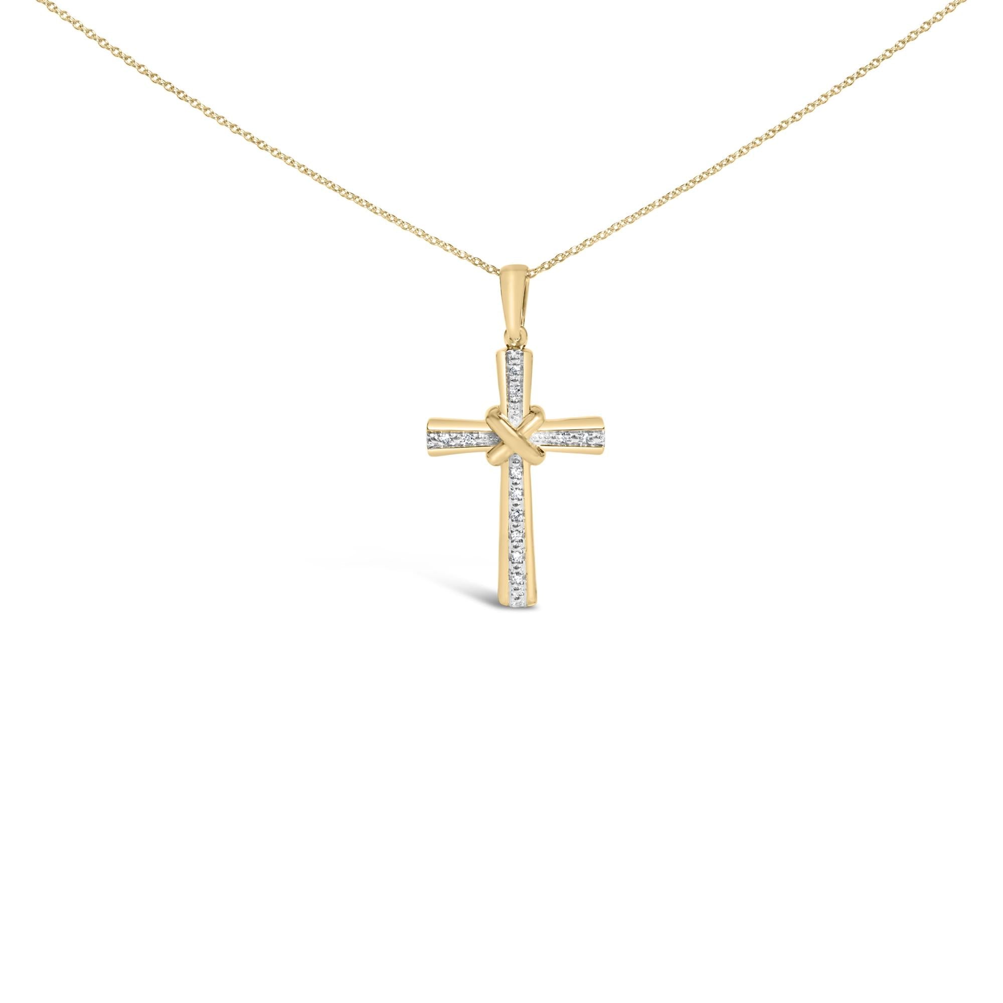 Gold Vermeil Diamond Accent Cross Pendant Necklace
