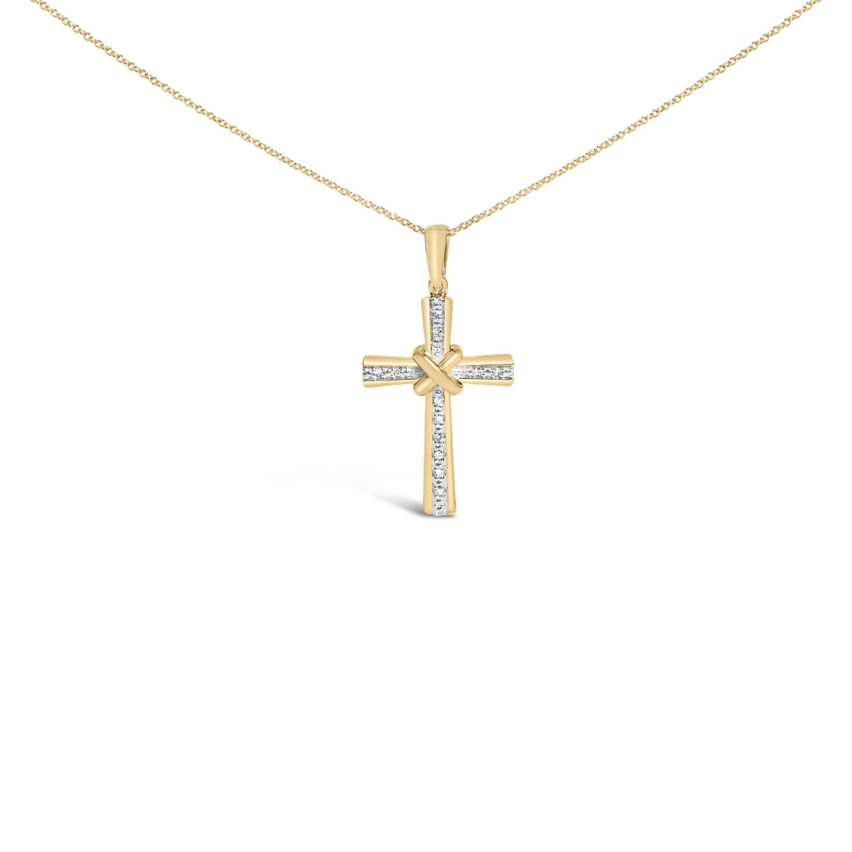 Gold Vermeil Diamond Accent Cross Pendant Necklace