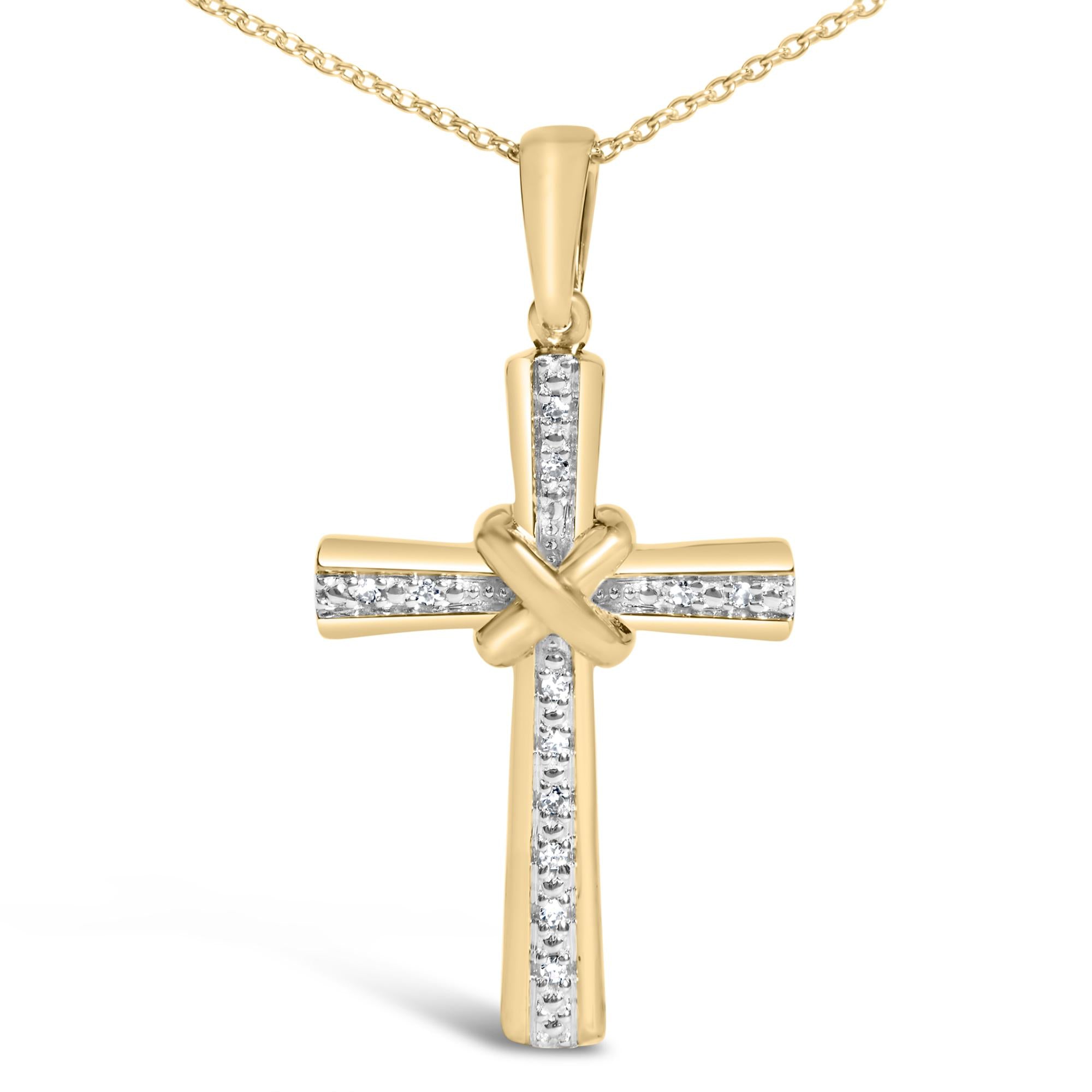 Gold Vermeil Diamond Accent Cross Pendant Necklace