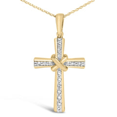 Gold Vermeil Diamond Accent Cross Pendant Necklace