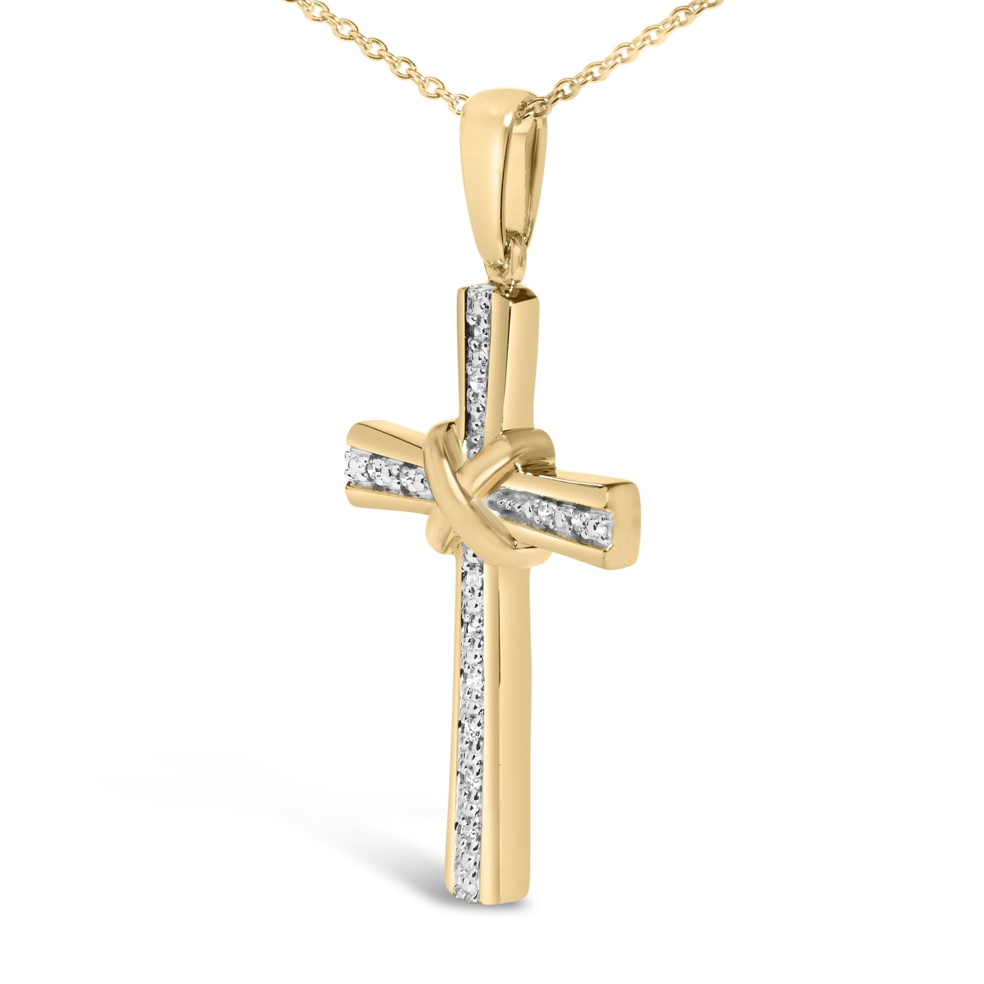 Gold Vermeil Diamond Accent Cross Pendant Necklace