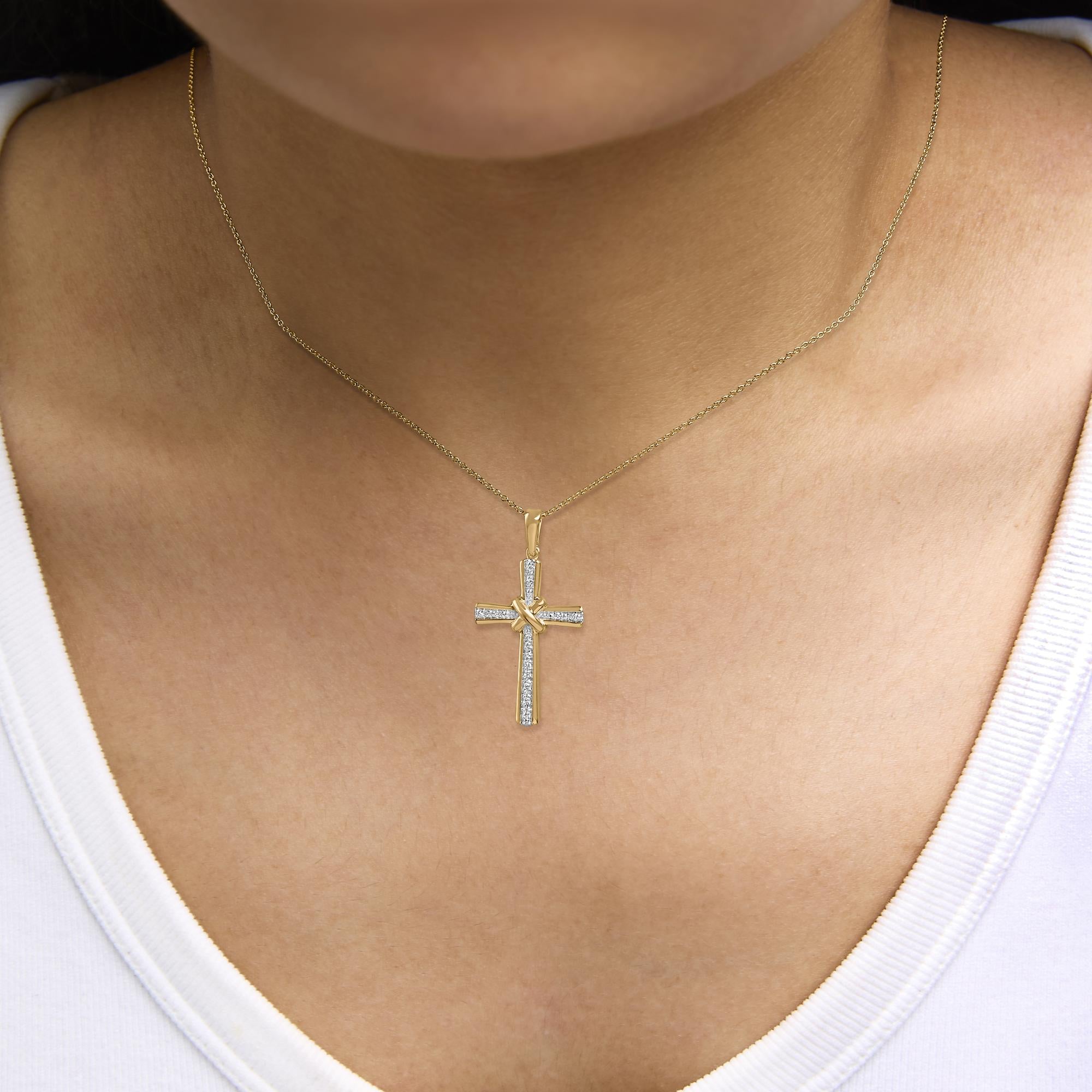 Gold Vermeil Diamond Accent Cross Pendant Necklace
