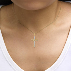 Gold Vermeil Diamond Accent Cross Pendant Necklace