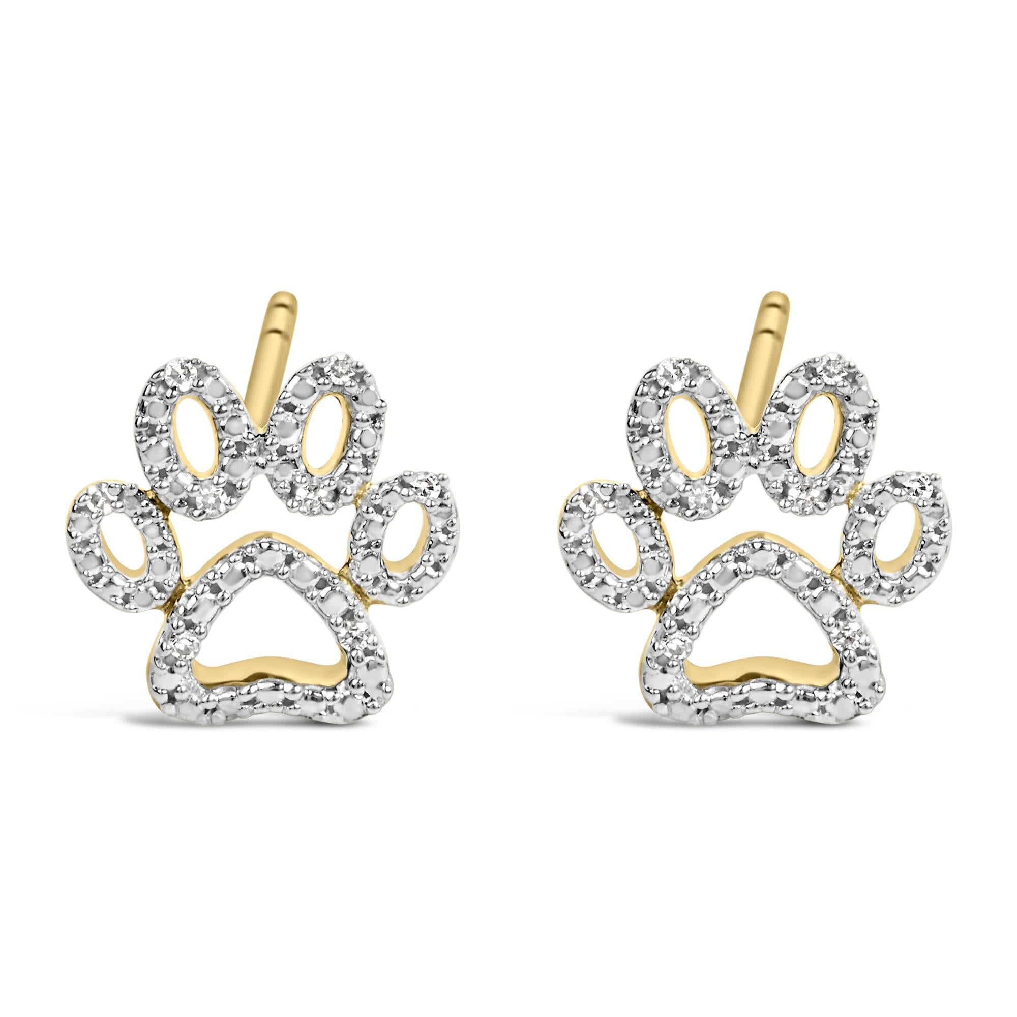 Gold Vermeil Diamond Accent Pet Paw Earring