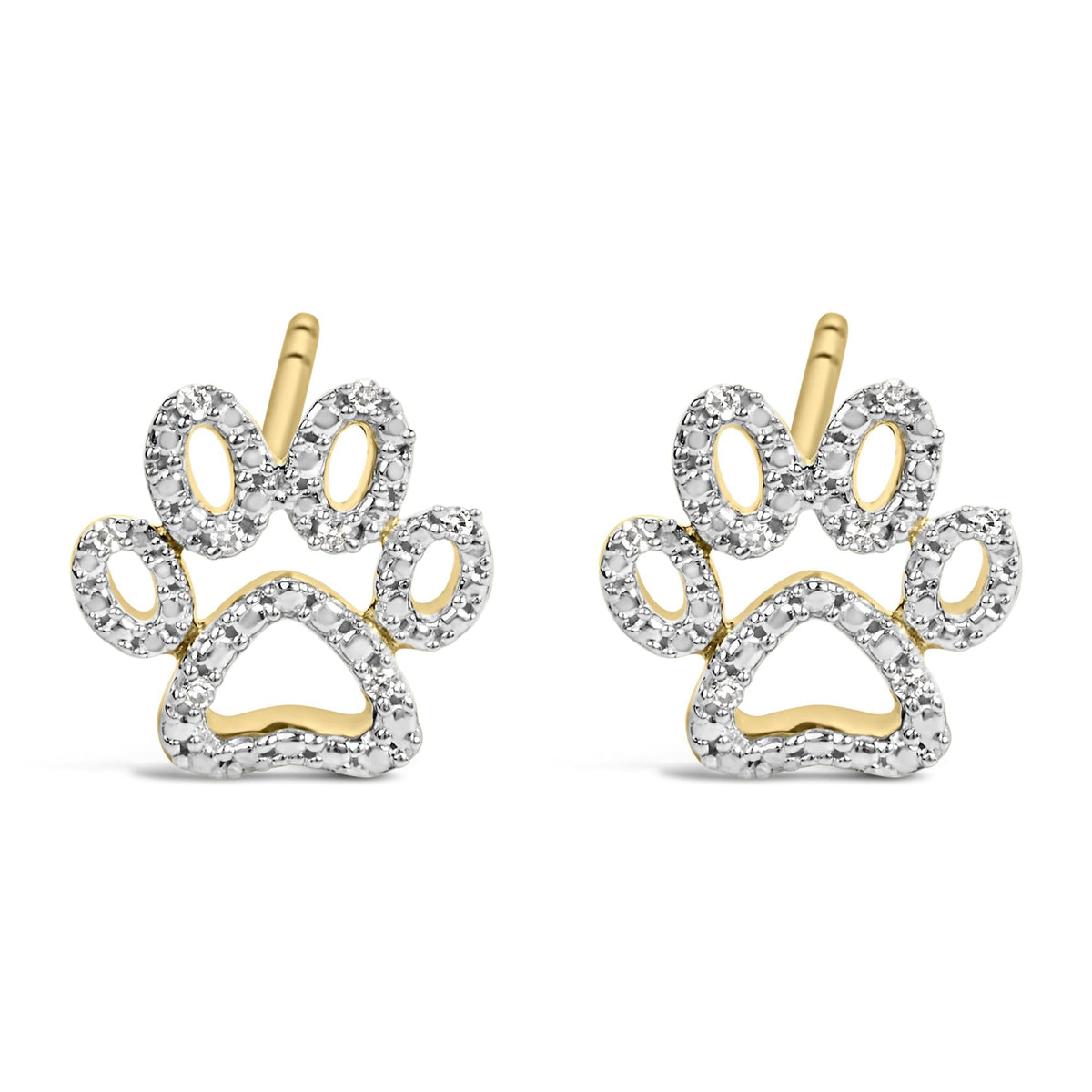 Gold Vermeil Diamond Accent Pet Paw Earring