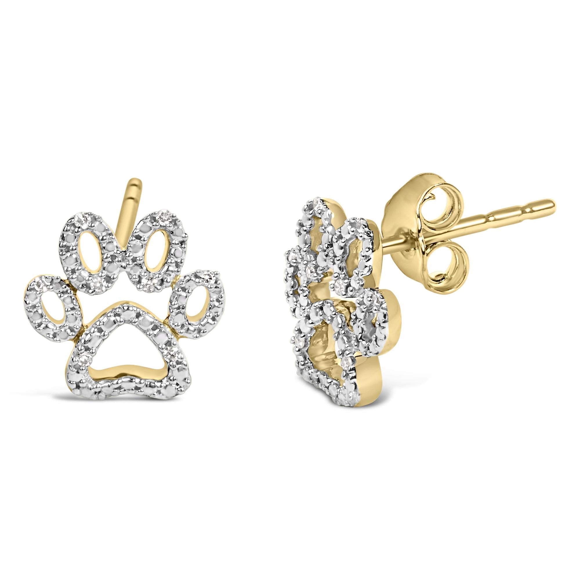 Gold Vermeil Diamond Accent Pet Paw Earring