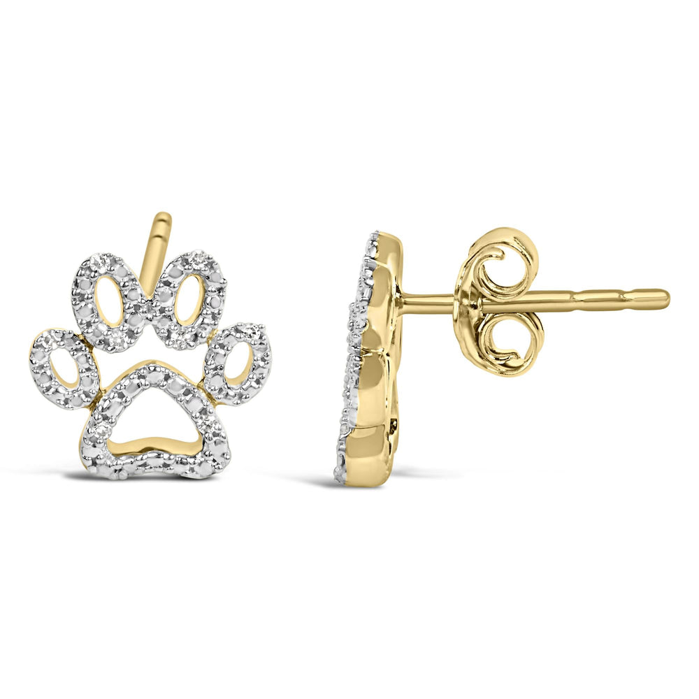 Gold Vermeil Diamond Accent Pet Paw Earring