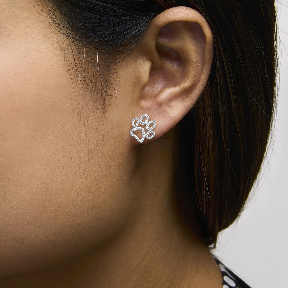 Gold Vermeil Diamond Accent Pet Paw Earring