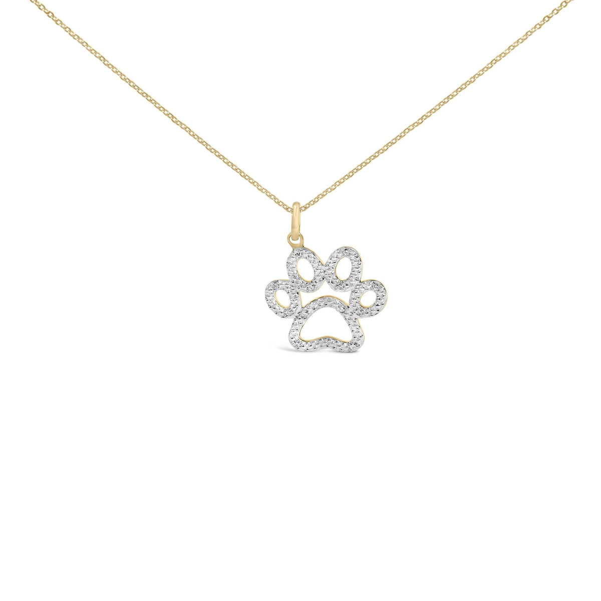24 KT Gold Vermeil Diamond Accent Pet Paw Pendant Necklace